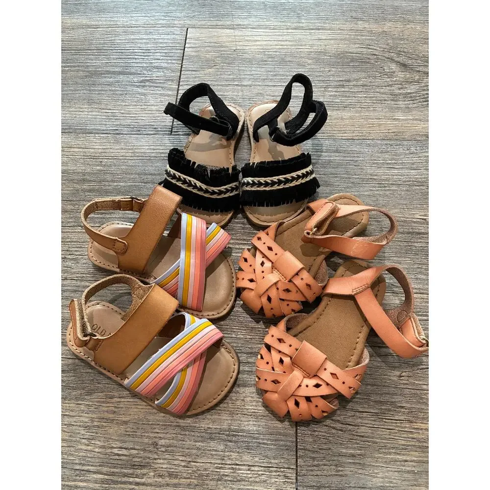 Old Navy Cat & Jack 3 Pairs of Size 5 Toddler Shoes Sandals Boho Beach Strappy